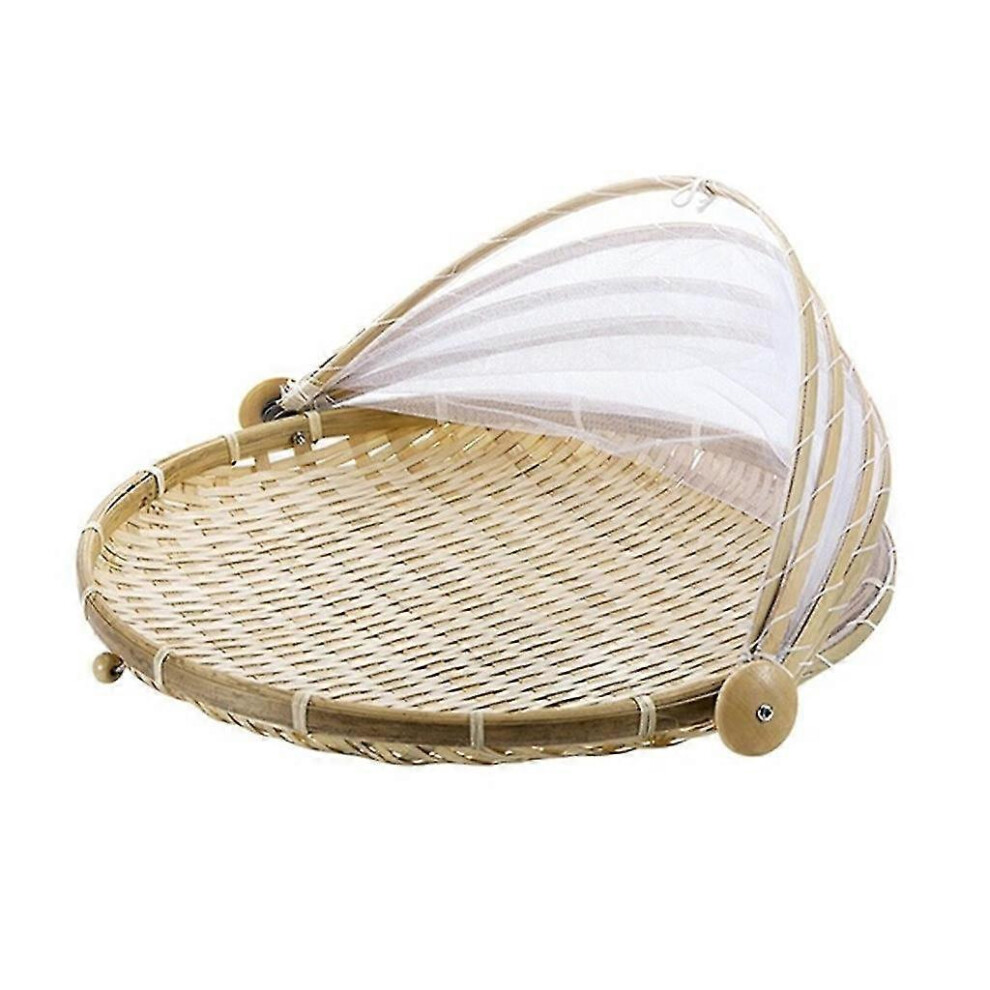 (As show, One size) Hand-woven Food Basket Net Yarn Basket With Gauze Insect-proof Drying Basket