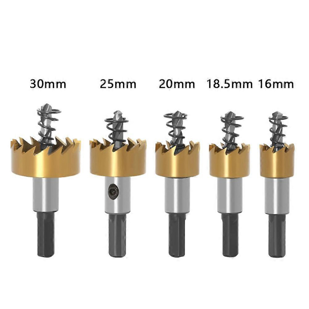 (As show, One size) 5-piece set of iron plate reaming aluminium alloy drill bit set cross-border drill bits stainless steel titanium plated high speed-image-OPC-PHT7GRB-NEW