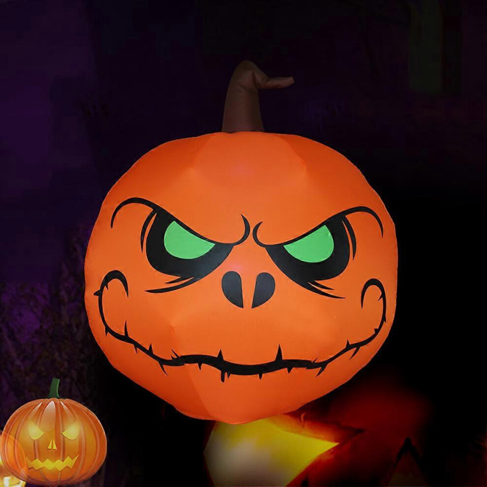 (As show, One size) 3.94 FT Halloween Inflatable Outdoor Green Eyed Pumpkin, Blow Up Yard Decoration with LED Lights Built-in for Holiday/Party/Yard/G