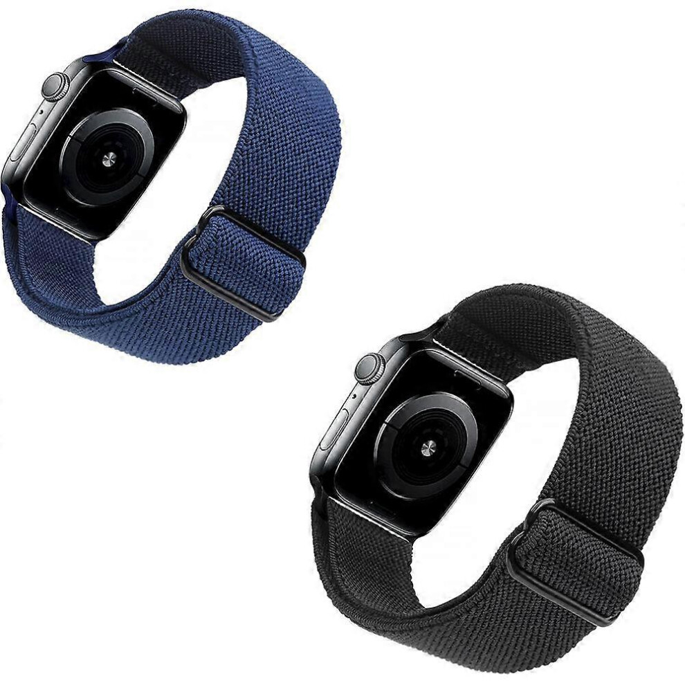 (As show, One size) 2PCS Stretchy Watch Band Compatible for Apple Watch Band 45mm 44mm 42mm, Comfortable Adjustable Sport Band for iWatch Series SE 7