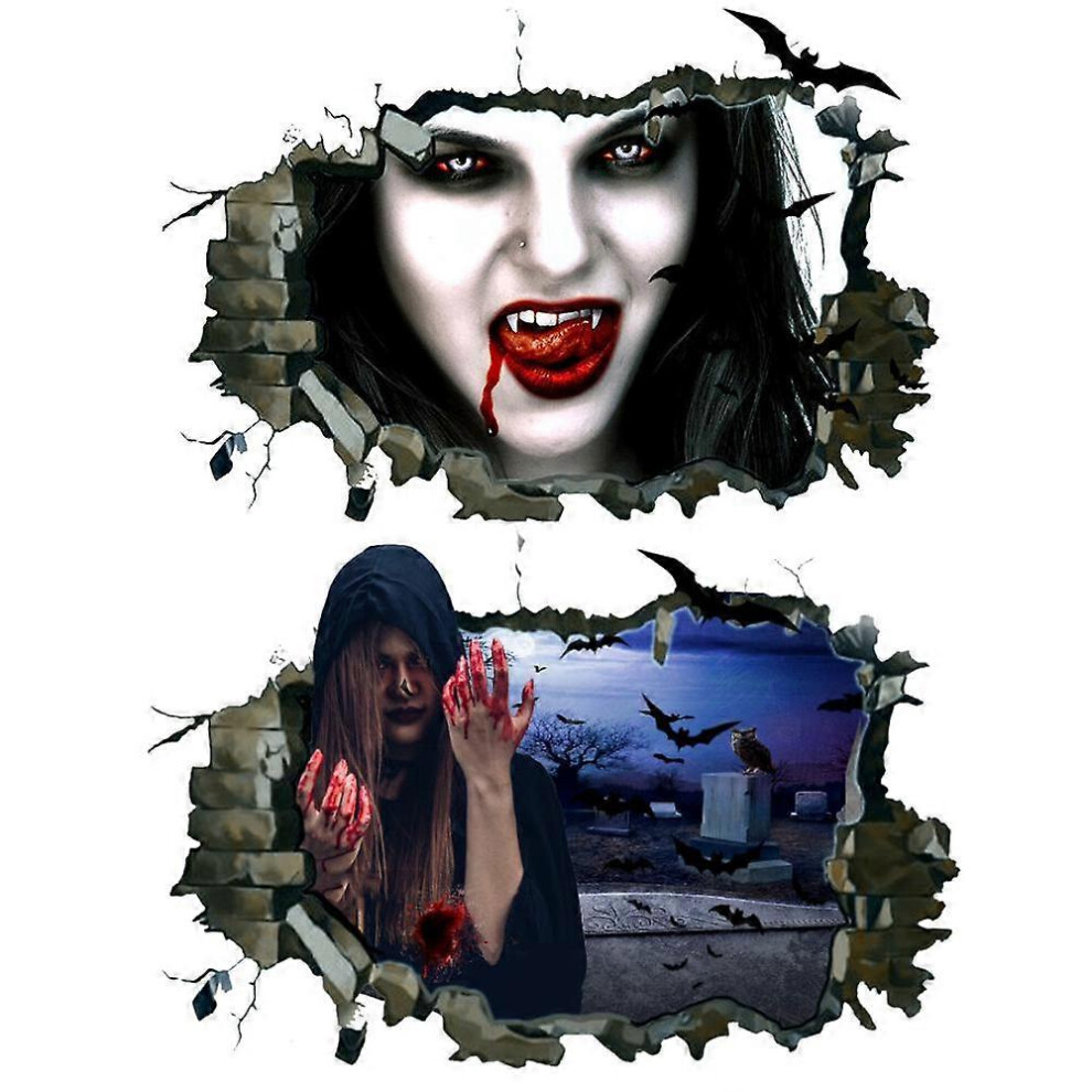 (As show, One size) 3D Halloween Floor Wall Decals, ghost killer Halloween Wall Stickers, Removable Halloween Wall Decor Scary Decorations for Bedroom, Halloween Window C