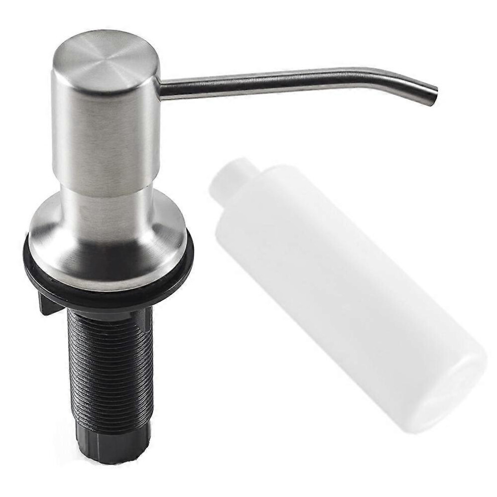 (As show, One size) Soap Dispenser for Kitchen Sink, Stainless Steel (Brushed Nickel), for Dish Soap or Hand Soap, Refill from The Top, Built-in for CounterTop, Fits 1 to