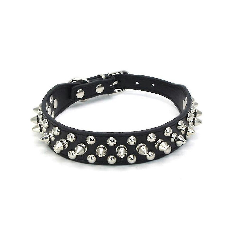 (As show, One size) Dog Pet Punk Collar Spiked Stud Rivet Pu Leather Pit Bull Mastiff Black Large Breeds Necklace(XS)