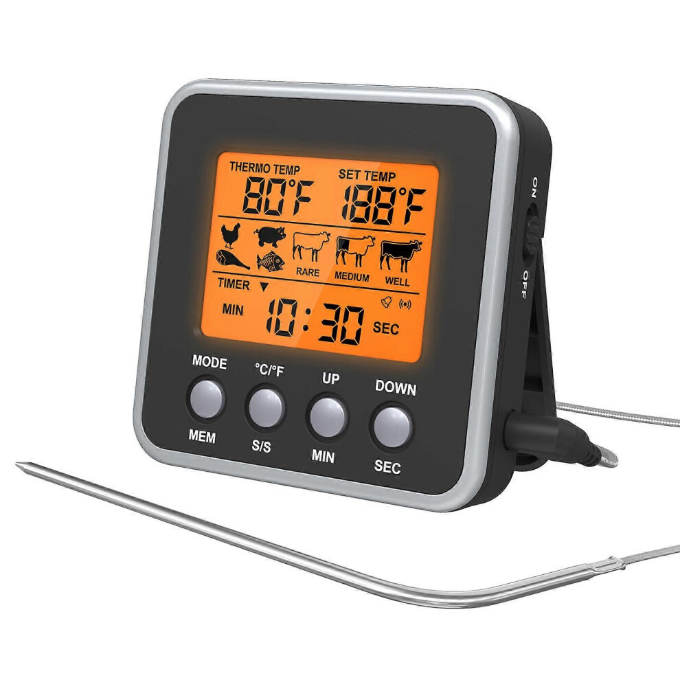 (As show, One size) Cooking Thermometer, Kitchen Thermometers Digital Digital Thermometer with Long Probe and Large Backlit LCD Display for Food, Meat, Oil, Milk, Wine, B