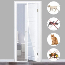 Moustiquaire magnétique pour porte - Blanche - 90 x 210 cm - Fermeture automatique - Maille ultra fine - Anti-insectes