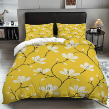 (0271+SJT+W, 245x210) Pink peach blossom bed three-piece set of fresh printed quilt cover