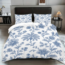 (0316+SJT+W, 140x210) Pink peach blossom bed three-piece set of fresh printed quilt cover