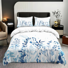 (0787+SJT+W, 210x210) Pink peach blossom bed three-piece set of fresh printed quilt cover