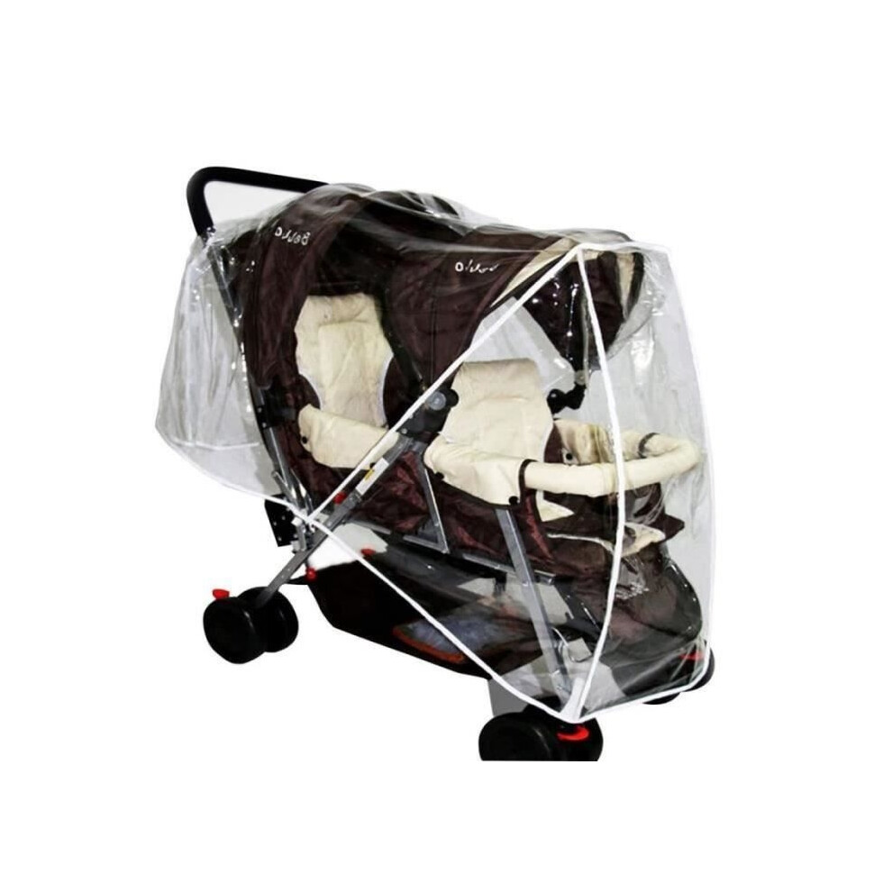 Housse de pluie universelle pour poussette double, imperméable et coupe-vent, transparente