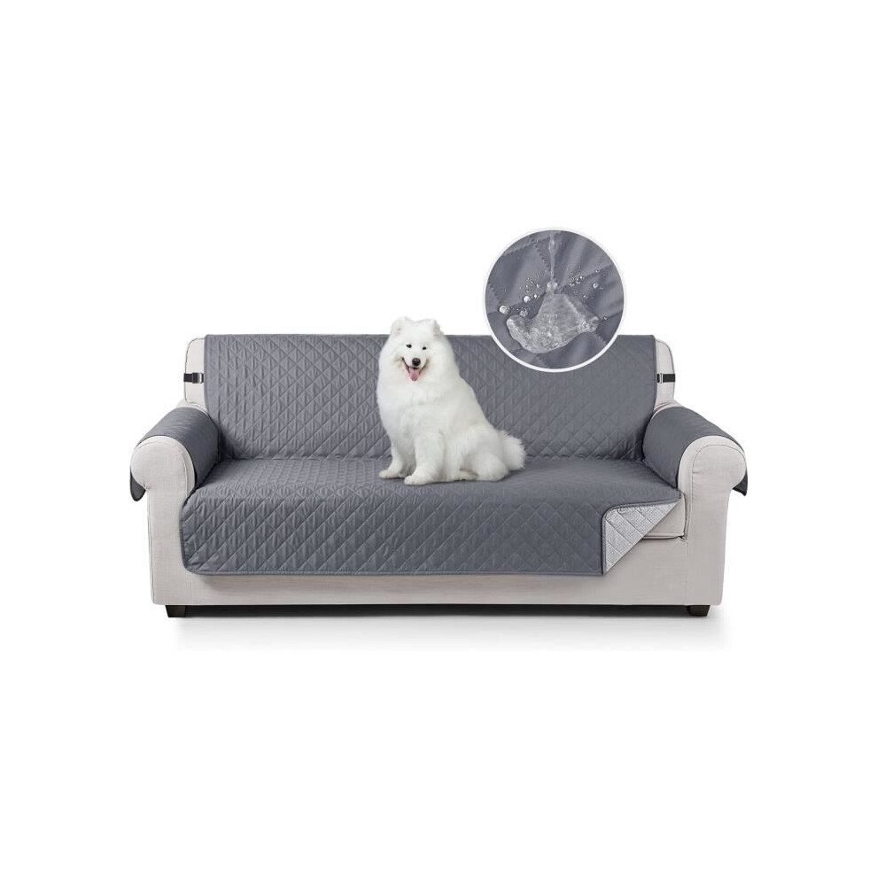 Housse de canapé - DARMOWADE - 3 places - Imperméable - Polyester - Gris foncé