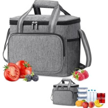 Sac isotherme 15 L, sac isotherme souple et isotherme, sac de pique-nique pliable et étanche de grande capacité, sac isotherme gris