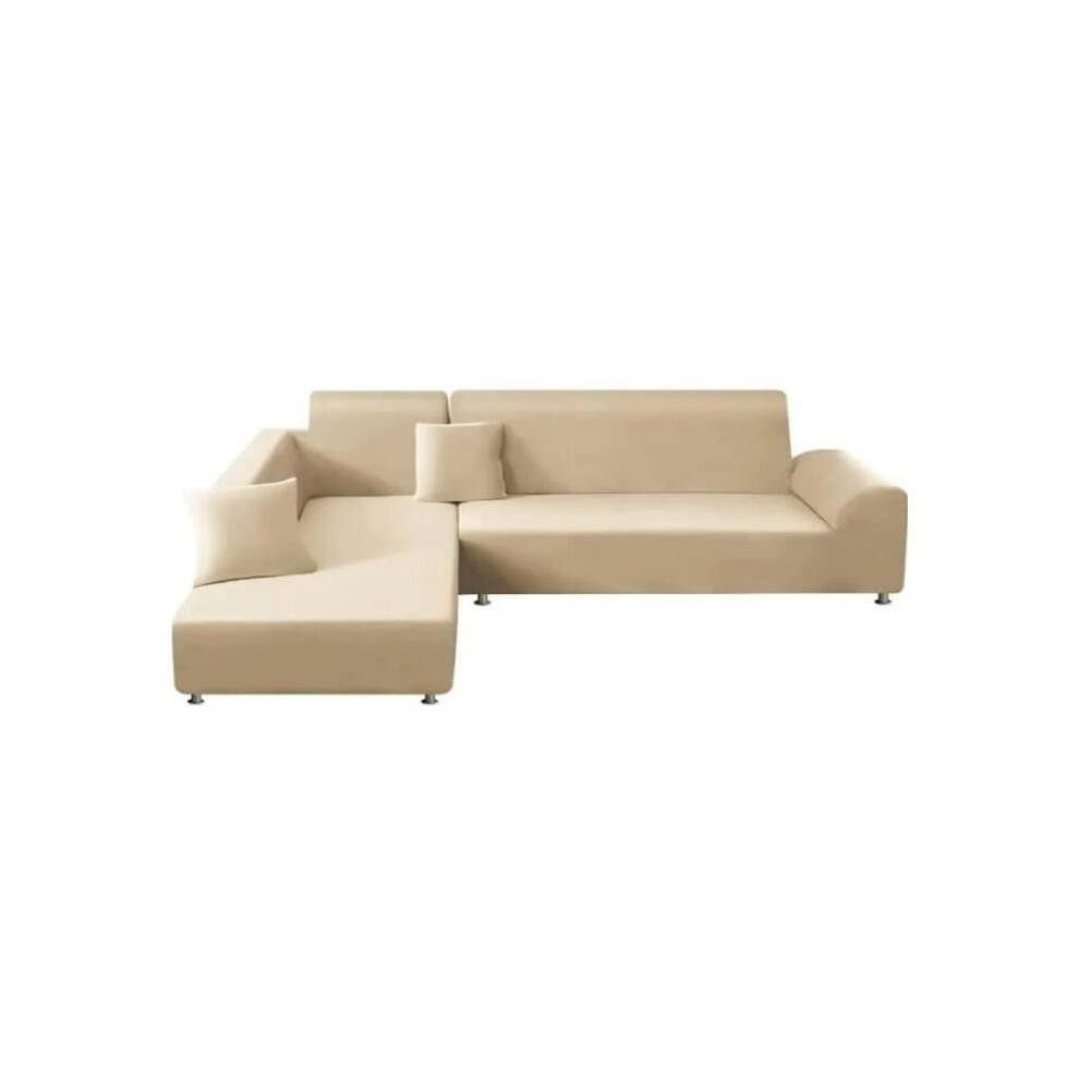 Housse de canapé - FOLAYA - Housse d'angle élastique - Beige - 2/3 places - Design contemporain