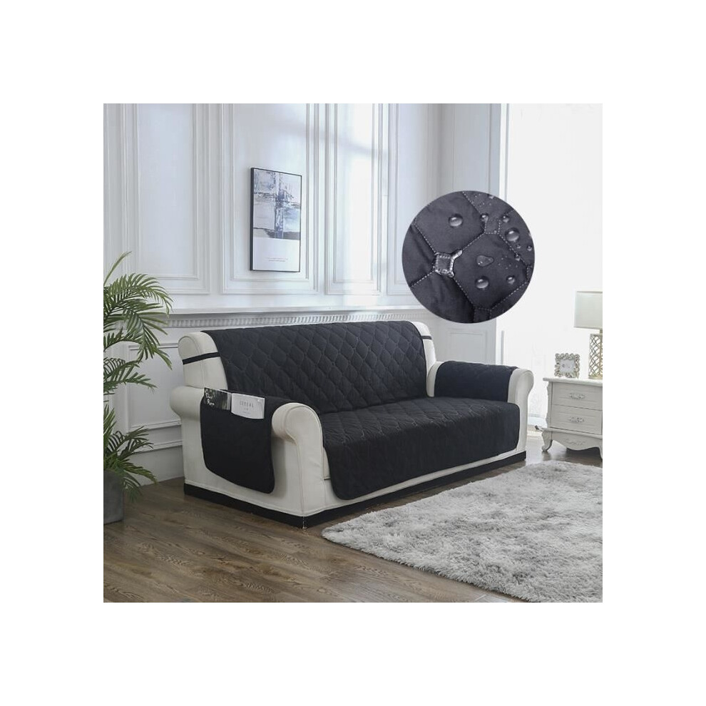 Housse de canapé 3 places imperméable - YSINOBEAR - Noir - Déhoussable - Extensible - Synthétique