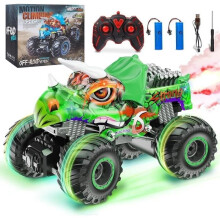 Voiture télécommandée tout-terrain pour enfants KYAMRC - Monster Truck - Spray et musique - LED - Vert