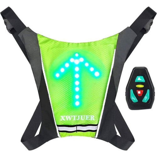Gilet de cyclisme LED réfléchissant rechargeable par USB Vert Unisexe