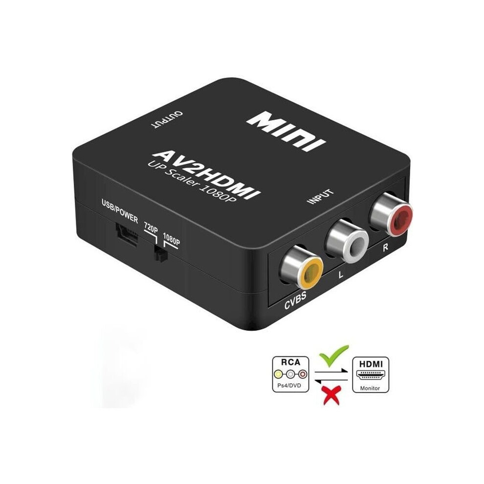 Adaptateur RCA vers HDMI, convertisseur Zamus Mini AV RCA CVBS vers HDMI, adaptateur S-Vidéo 1080P pour console PS2 Wii