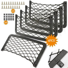 Filet de rangement pour coffre de voiture - 4 pièces - Noir - Voiture