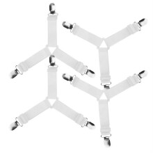 Attaches de draps réglables QILU - Sangles élastiques en Y - Blanc - 4 pièces - 40 cm à 90 cm