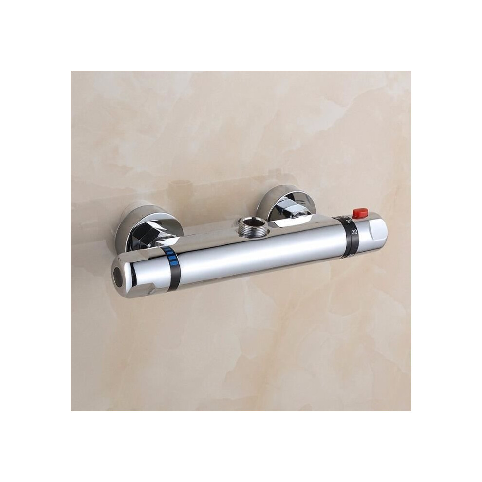 Robinet mitigeur thermostatique de douche mural - TEMPSA - Gris - Chrome - 2 trous - Baignoire