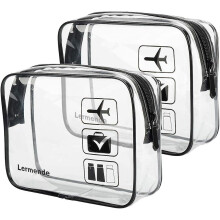(As show, One size) 2pcs Lermende Clear Toiletry Bag Tsa Approved Travel Toiletry Bag, Carry On Airport Airline Compliant Bag Quart Sized 3-1-1 Kit Luggage Pouch