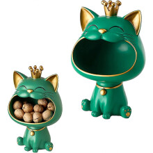 (Orange, One size) Lucky Big Mouth Cat Storage Box,cute Cat Ornament Figure Key Jewellery Storage Box,large Statue Desk Small Items Container Organiser Sculpture