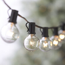 25FT G40 25 BULBS WARM WHITE GLOBE FESTOON STRING LIGHTS MAINS POWERED
