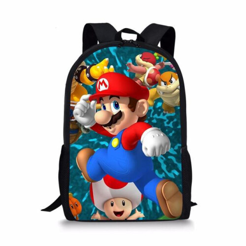 (A, 17-inch single-layer backpack) Super Mario Backpack Cartoon Anime ...