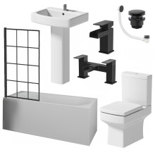 1700mm Bathroom Suite Bath Screen Basin Full Pedestal Toilet WC Taps Waste