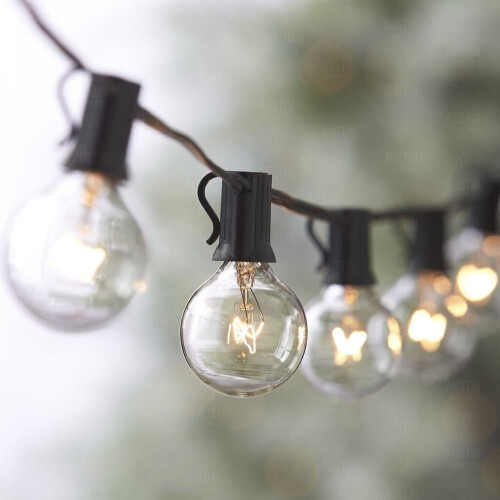 25FT G40 25 BULBS WARM WHITE GLOBE FESTOON STRING LIGHTS MAINS POWERED 1