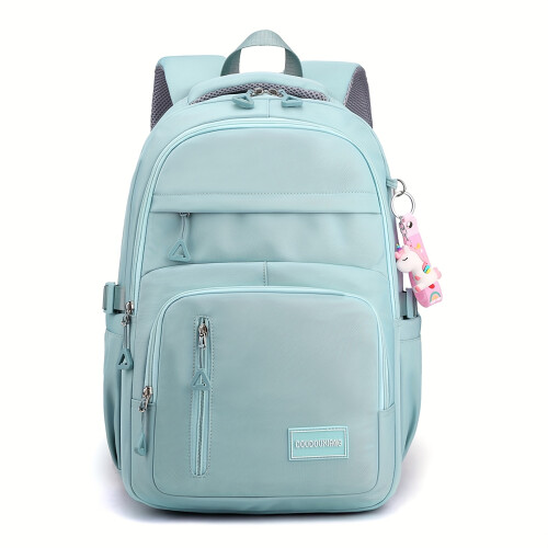 (Blue) Large Capacity Foldable Backpack - Adjustable Straps, Multiple Compartments, Durable Oxford Fabric, Solid Color (Pink/Blue/Black) for Women & Men,
