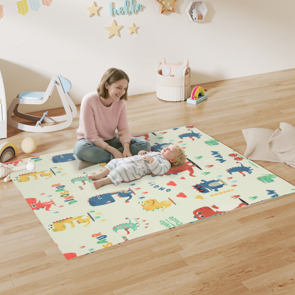 Baby Play Mat, Double Sided Crawling Mat, Dinosaur Theme Aiyaplay