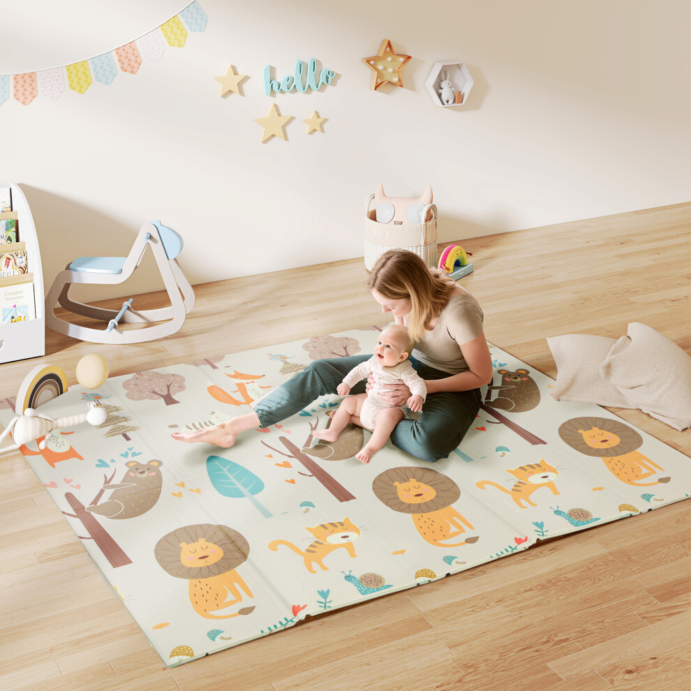 Baby Play Mat, Foldable Activity Playmat, Animal Theme Aiyaplay