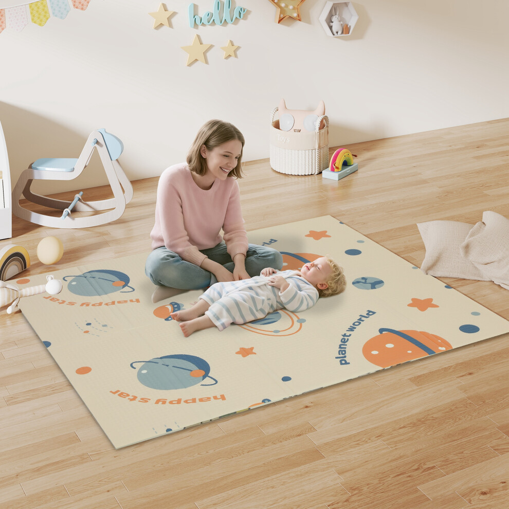 Baby Play Mat, Double Sided Crawling Mat, Astronaut & Planet Theme Aiyaplay