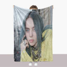 (HN07, 130*150) Billie Eilish Thick Blanket, Custom Double-Sided Fuzzy Blanket