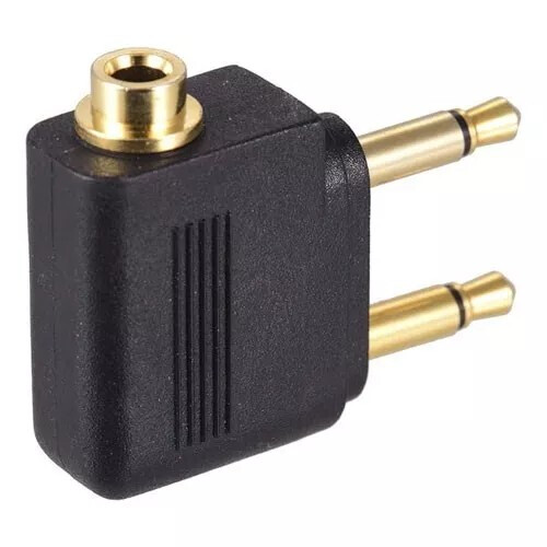 2X Airplane Flight Headphone Dual Adapter Converter Standard 3.5mm Plug Socket 2