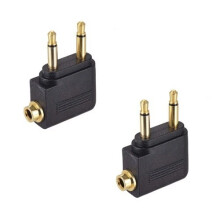 2X Airplane Flight Headphone Dual Adapter Converter Standard 3.5mm Plug Socket