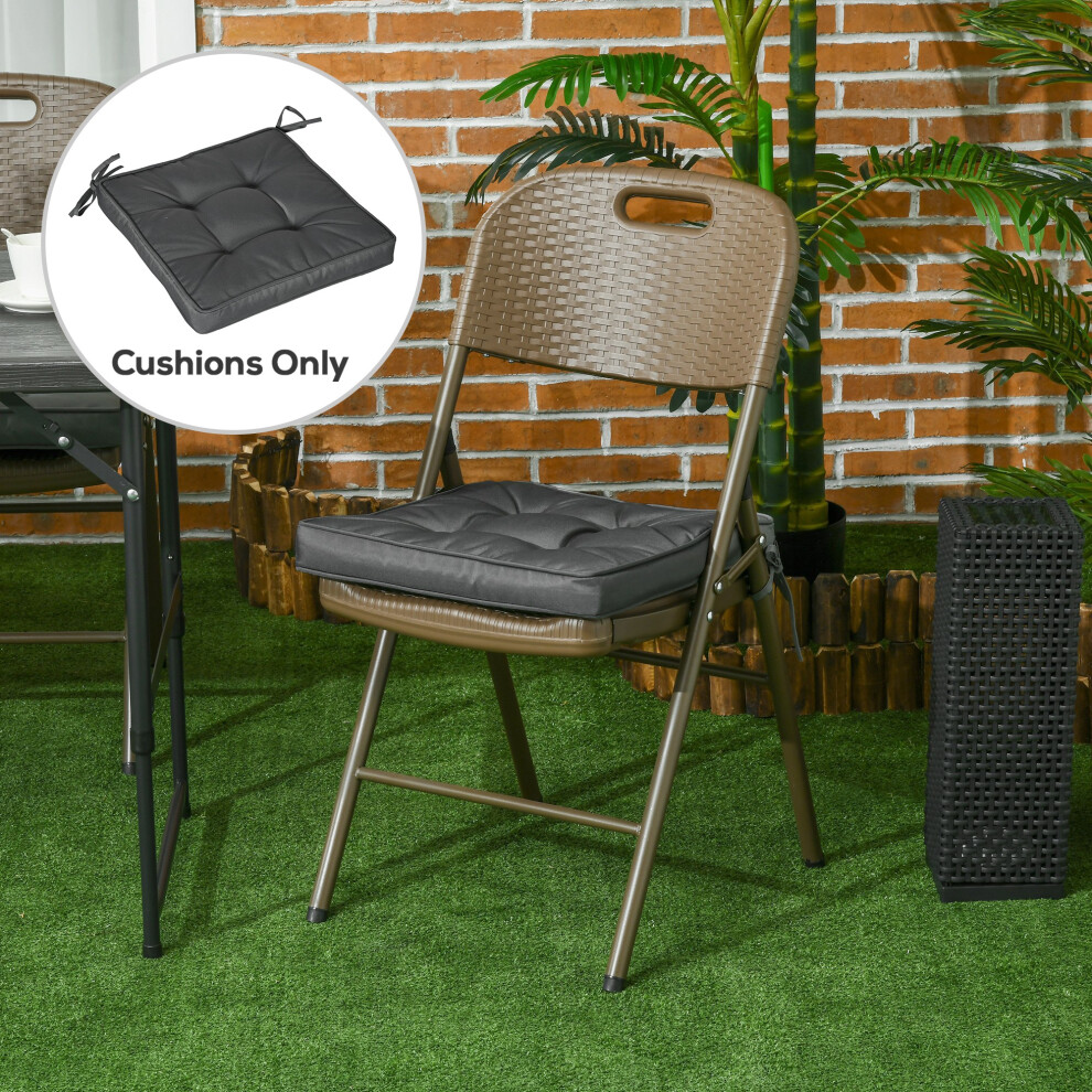 Outsunny 42 X 42Cm Replacement Garden Seat Cushion Pad With Ties, Grey