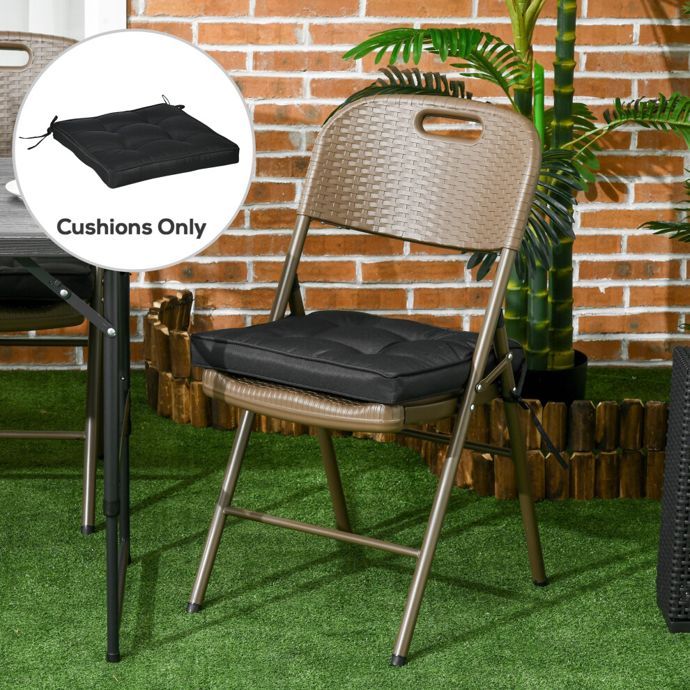 Outsunny 42 X 42Cm Replacement Garden Seat Cushion Pad With Ties, Black