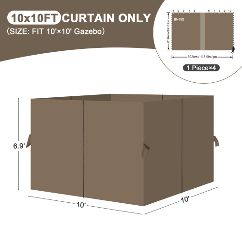 10 x 10 ft Gazebo Curtain Set 2