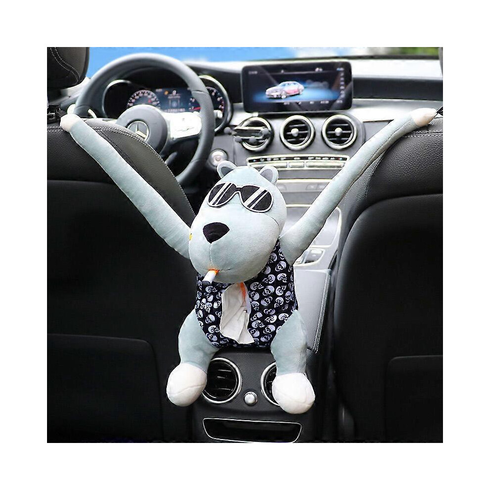 (As show, One size) Tissue Box Holder for Car Car Tissues Holder Creative long mouth Dog Doll Tissue Box Car Backrest Armrest Box Tissue Holder, Car d