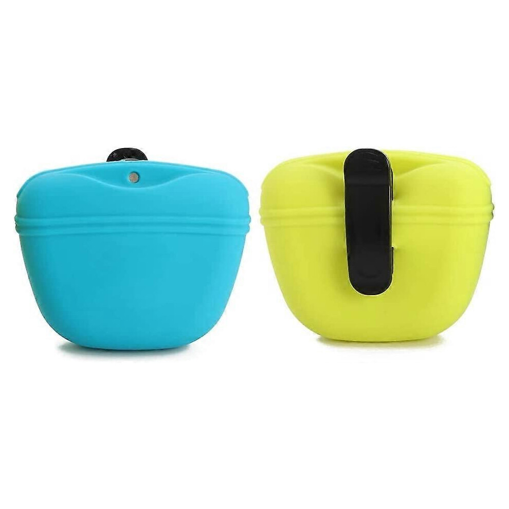 (As show, One size) Silicone Dog Treat Pouch-Small Training Bag-Portable Dog Treat Bag for Leash with Magnetic Closure and Waist Clip 10oz X2, pet tra