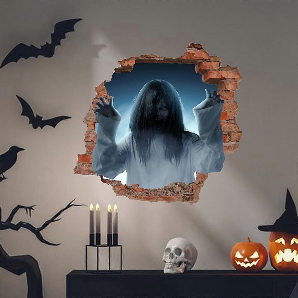 (As show, One size) 1 Pack 3D Halloween Wall Sticker Decals scary devil Floor Wall Stickers, horror Decals Terror Home Decorations for Bar Pub Living Room Party Supplies,