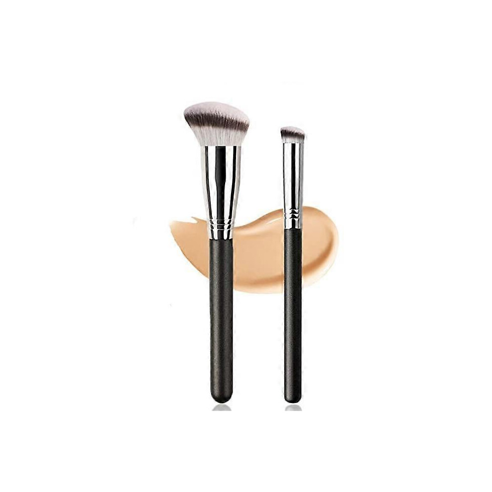 (As show, One size) 2pcs Foundation Brush and Concealer Brush, Professional Fluid Foundation Brush for Blending Liquid, Cream, Powder, Blush or Concea