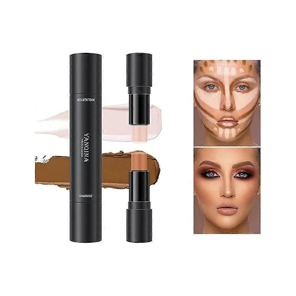 (As show, One size) 2 in 1 Contour Stick, Highlighter Stick, Dual Headed Contour Concealer Pen, Dual Headed Highlight and Shadow Contour Stick, Change-image-OPC-PHT8GJD-NEW