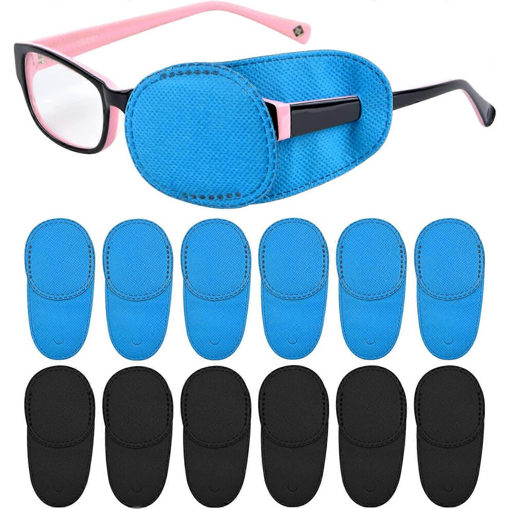 (As show, One size) 12Pcs Eye Patches for Children Adults Reusable Glasses Eye Patch Medical Eye Patch for Amblyopia Glasses Covers Eye Patches for Treating Lazy Eyes Amb