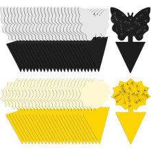 Lot de 50 pièges à mouches pour plantes, attrape-mouches pour plantes, pièges à insectes, autocollants adhésifs double face pour cuisine