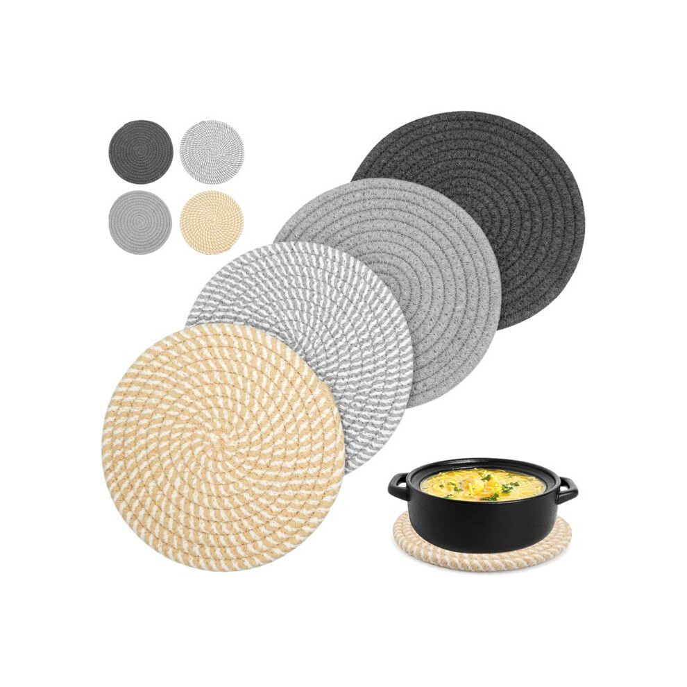 Dessous de plat résistants à la chaleur pour plats chauds, dessous de verre en coton tissé, dessous de plat ronds en fil de coton