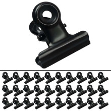 Pinces à papier rondes Bulldog de 22 mm, pinces à classeur en métal noir, fournitures de bureau et de maison - 30 pièces