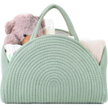 Panier de rangement pour bébé, organiseur de pochettes à couches portables, rangement pour bébé avec compartiments et poignées en corde