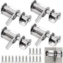 Lot de 4 loquets de porte coulissante en acier inoxydable avec vis